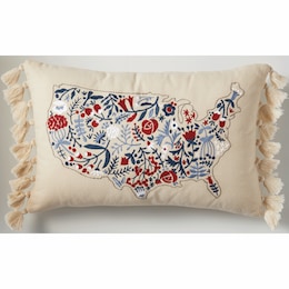Floral USA Map Accent Pillow, , large