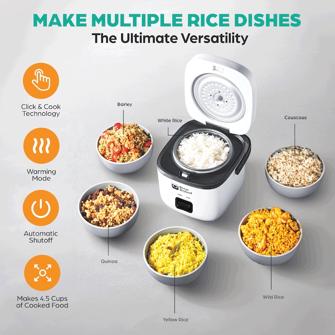 Rice Robot Compact Rice Cooker with Color Coded System, White, large