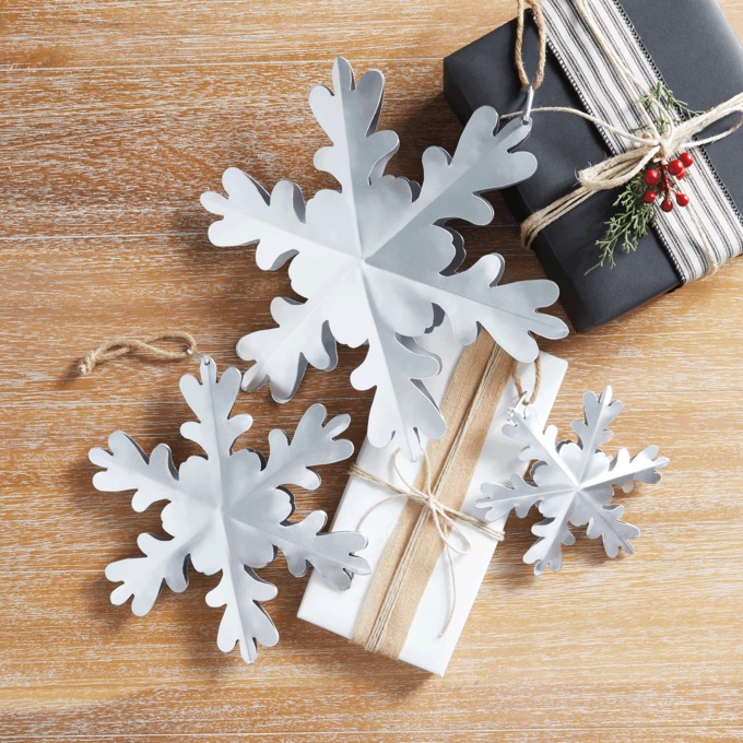 Set of 3 Metal Snowflakes, , large