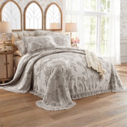 Alice Floral Chenille Bedspread, Gray, large