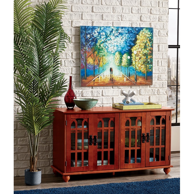 Arched Door Mission-Style TV Stand Console with Doors, , large