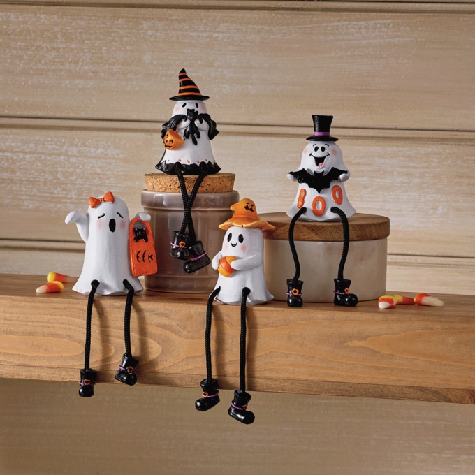 Set of 4 Ghost Shelf Sitters, White, large