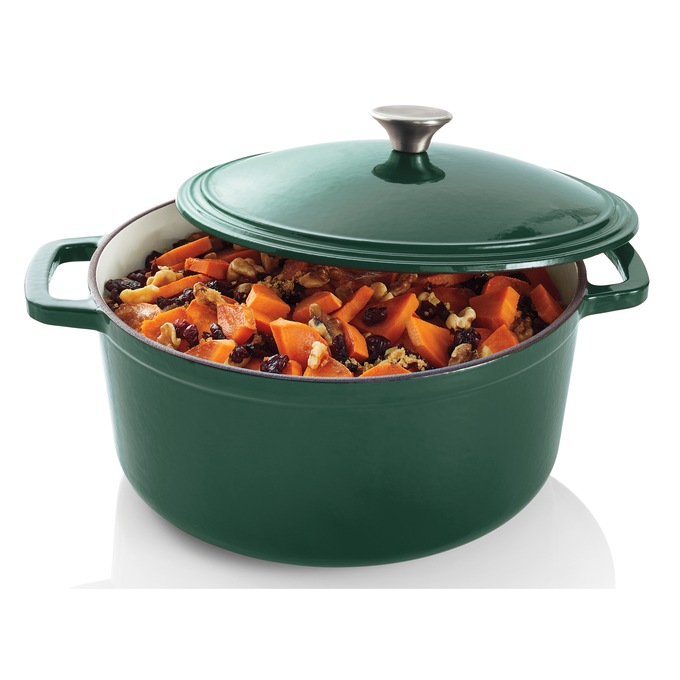 7-Qt. Enameled Cast Iron Casserole with Lid, Evergreen, large