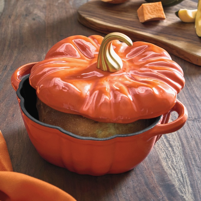 2-qt. Enameled Pumpkin Cast Iron Dutch Oven, Orange, large