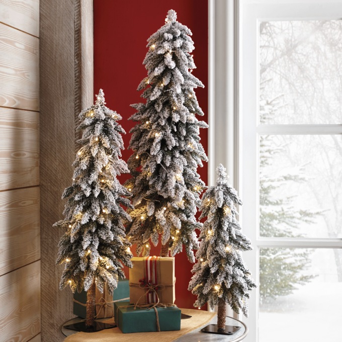 Set of 3 Lit Down-Swept Alpine Trees, , large