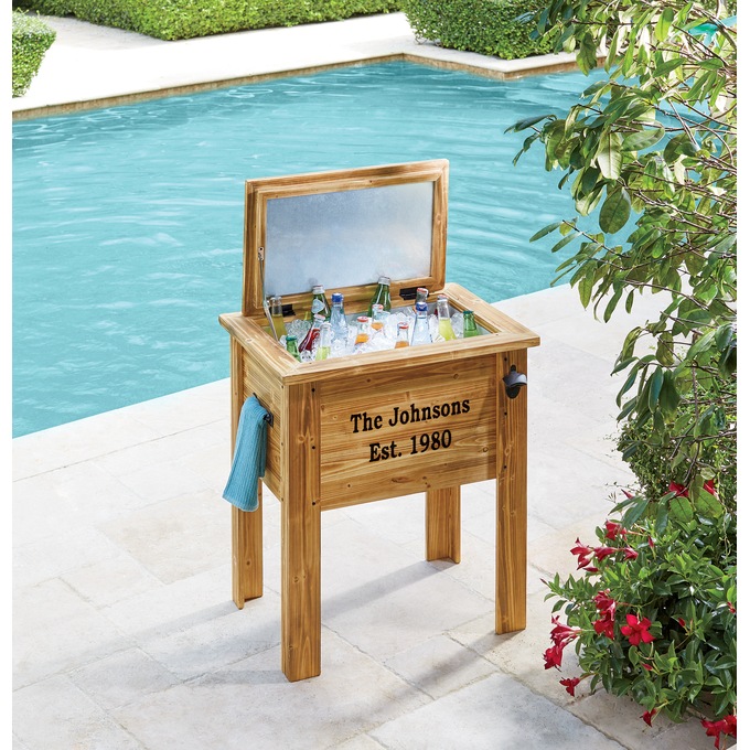 Personalized Wood Patio Cooler Country Door