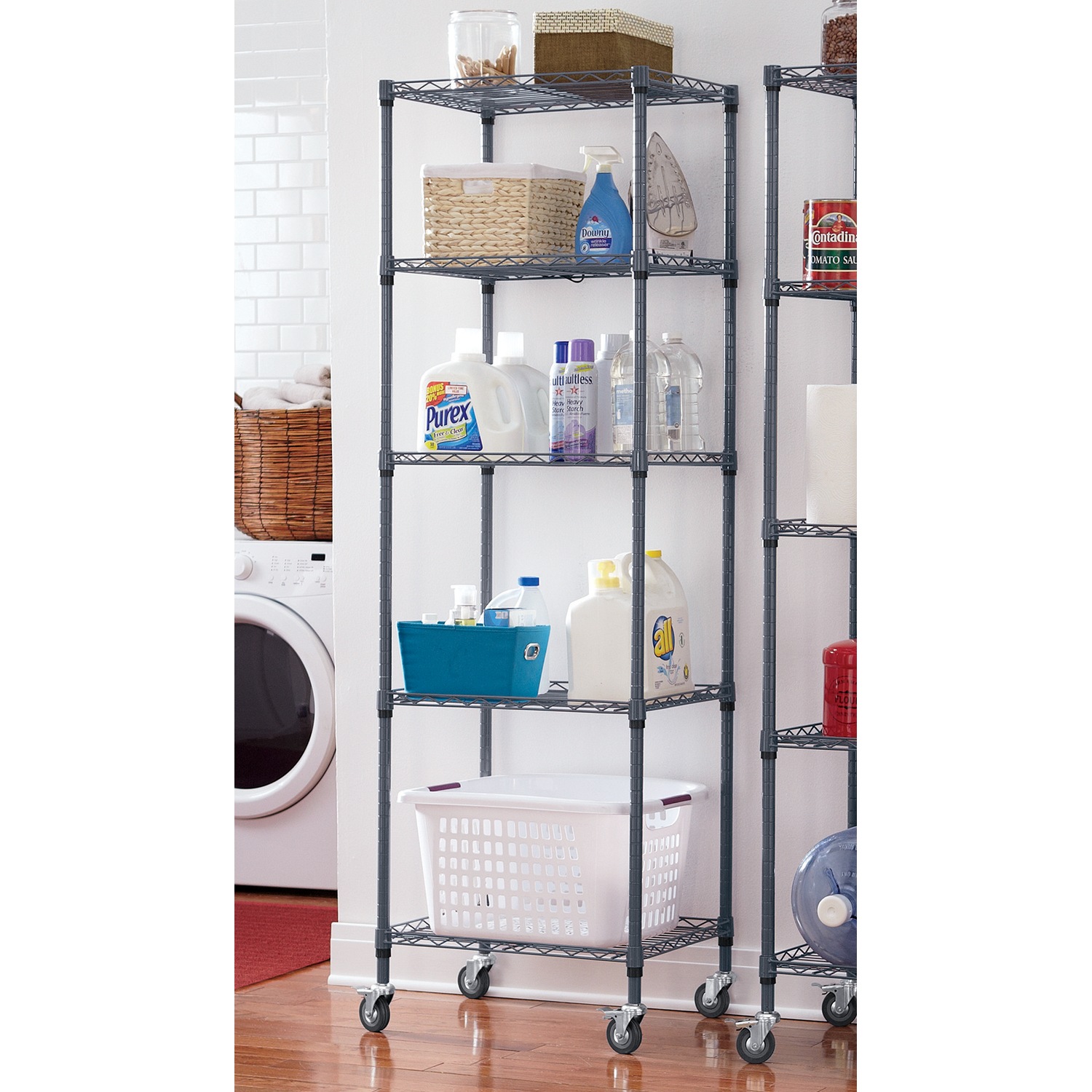 5 Shelf Tower Metal Rolling Rack Country Door