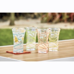 Set of 4 Assorted Swirl Acrylic Tumblers, , large