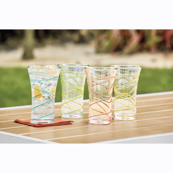 Set of 4 Assorted Swirl Acrylic Tumblers, , large