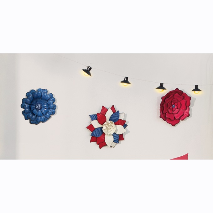 Set of 3 Metal Americana Flowers, , large