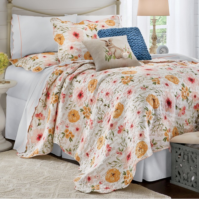 Floral Sentiments Oversized Quilt, , large