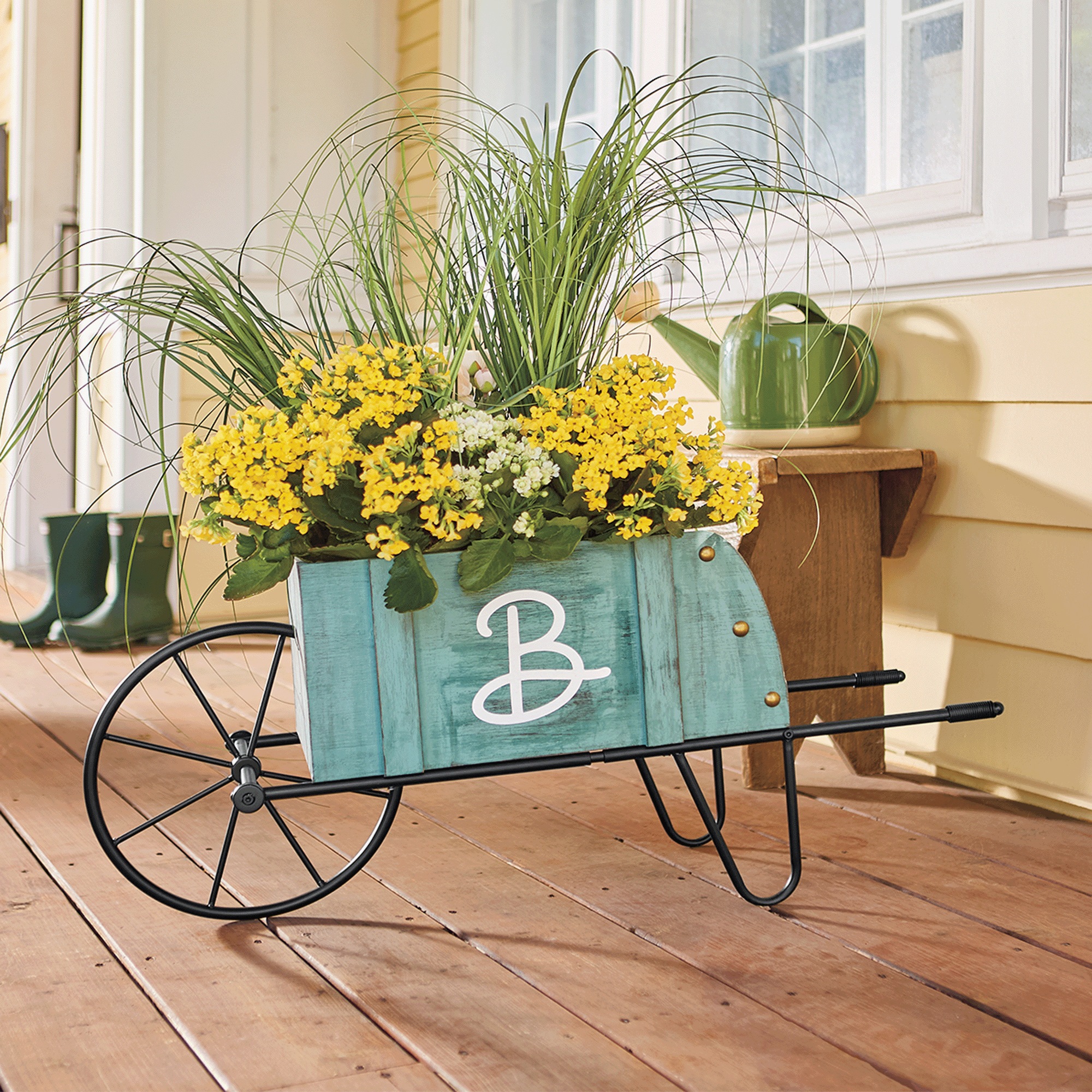 Blue Wheelbarrow Planter, , large