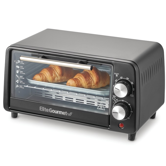 Elite Gourmet 4-Slice Countertop Toaster Oven with Crumb Tray, Black, large