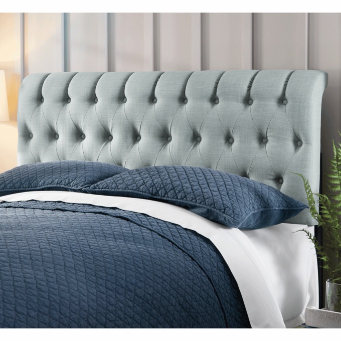 Tufted Linen Headboard, Soft Blue, large