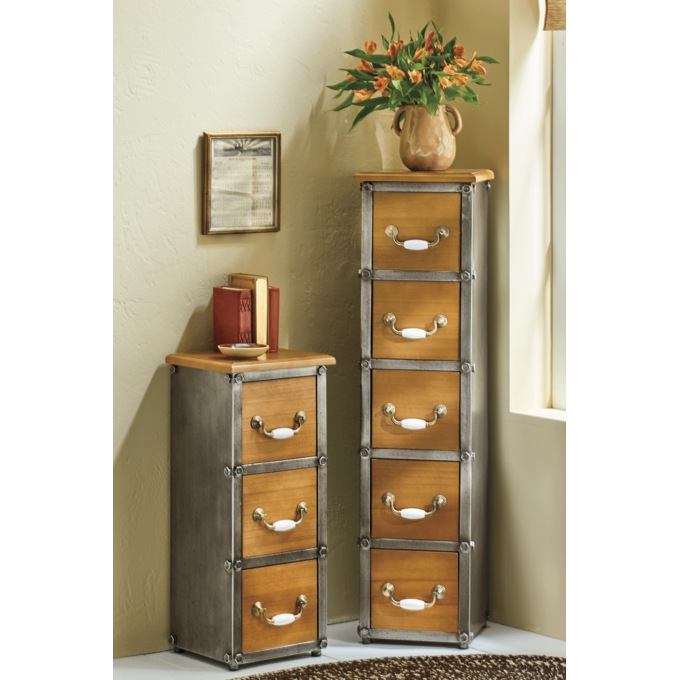 Rustic Industrial 3- and 5-Drawer Storage Cabinet, , large