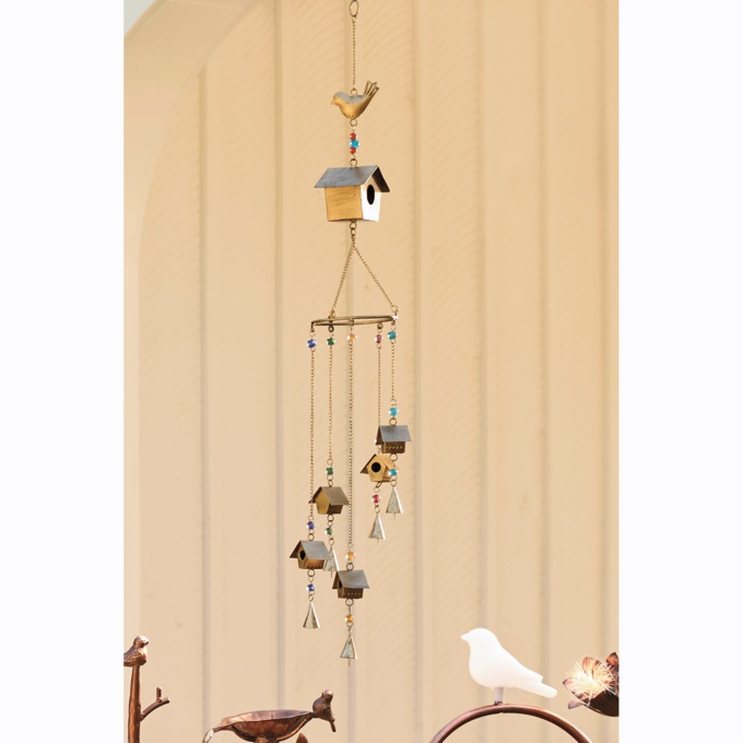 Birdhouse Chime, Goldtone, large