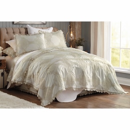 Scalloped Crochet Oversized Quilt and Sham, , large