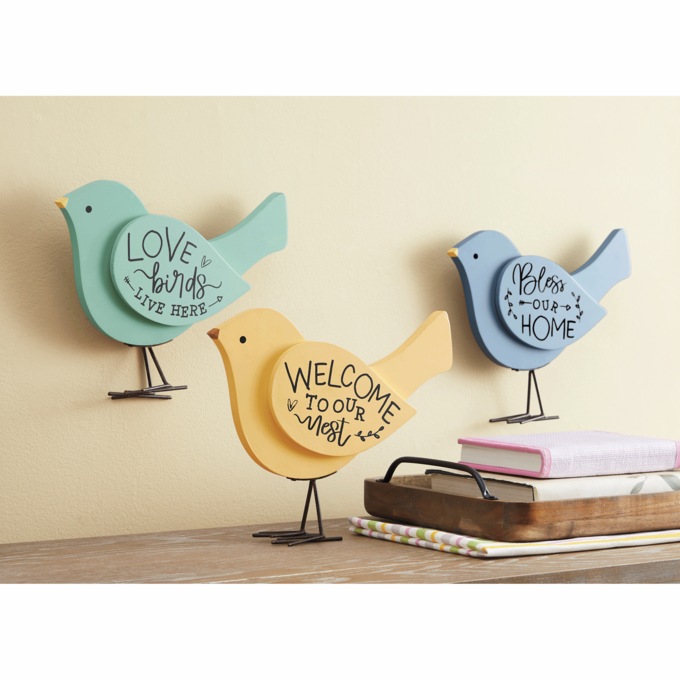 Set of 3 Sentiments Bird Wall Art, , large