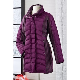 Snowfall Pattern Puffer Parka, Dark Purple, large