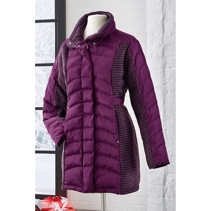 Snowfall Pattern Puffer Parka, Dark Purple, large