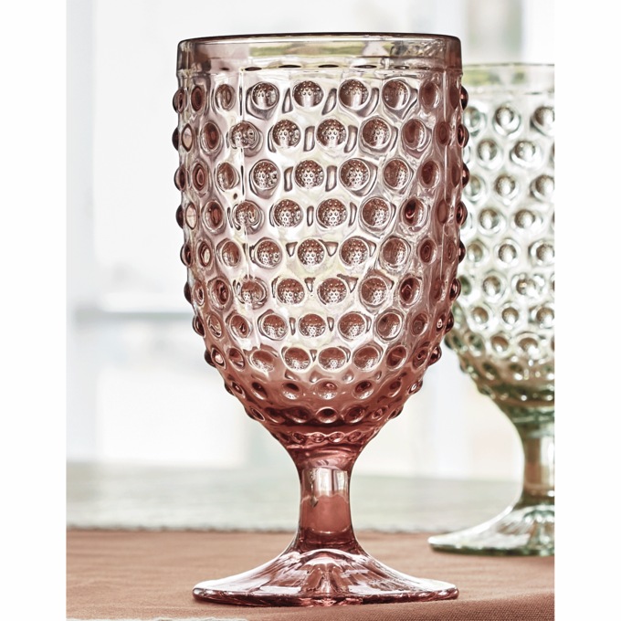 Set of 4 Martha Stewart Hobnail Goblets, , large