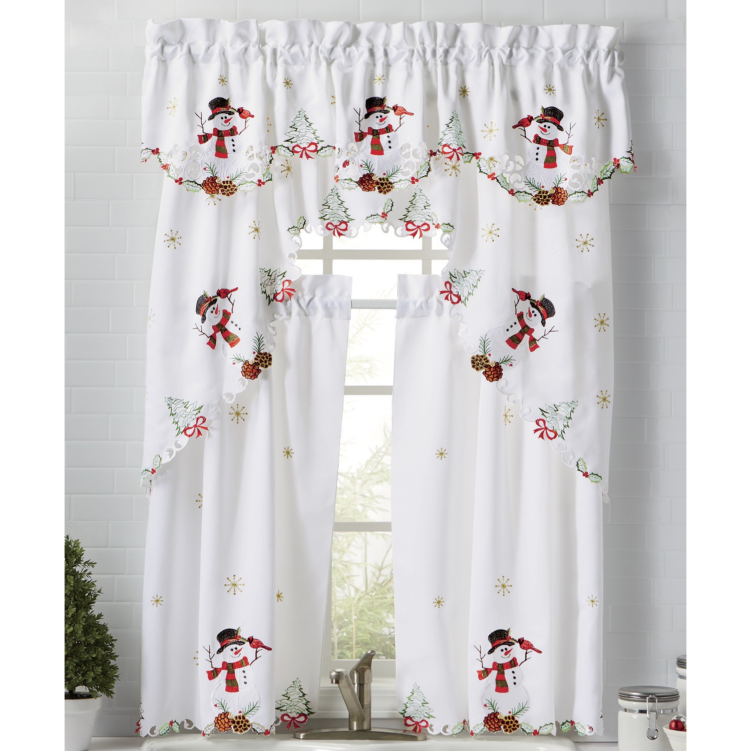 Embroidered Snowman Window Treatments Country Door