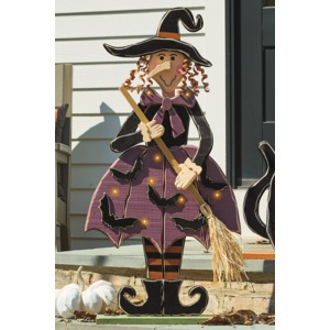 Chunky Wood Cutouts Lit Witch, , large