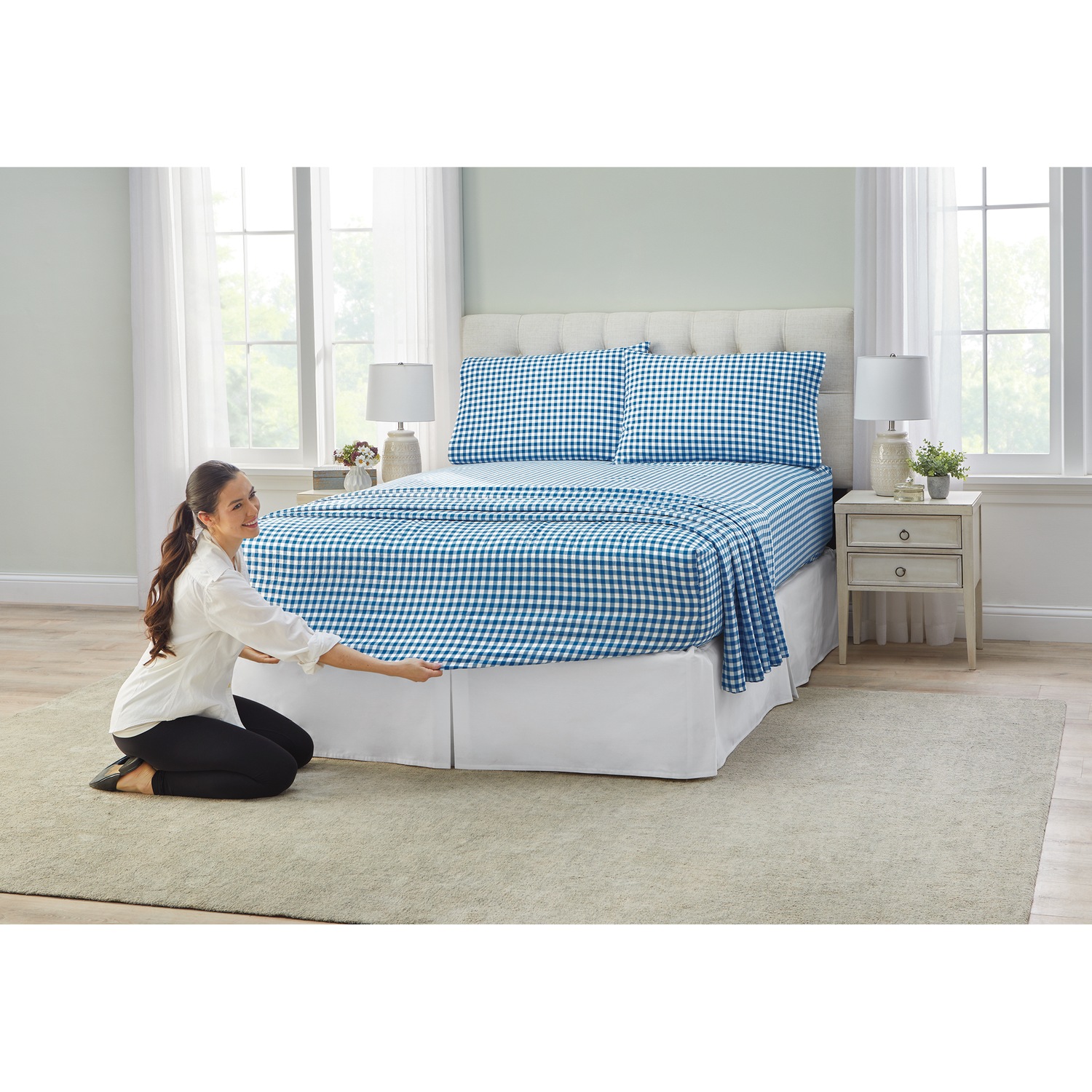 Bed Tite Gingham Microfiber Sheet Set Country Door