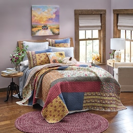 Mabel Eclectic Patchwork Oversized Quilt and Coordinating Sham, , large