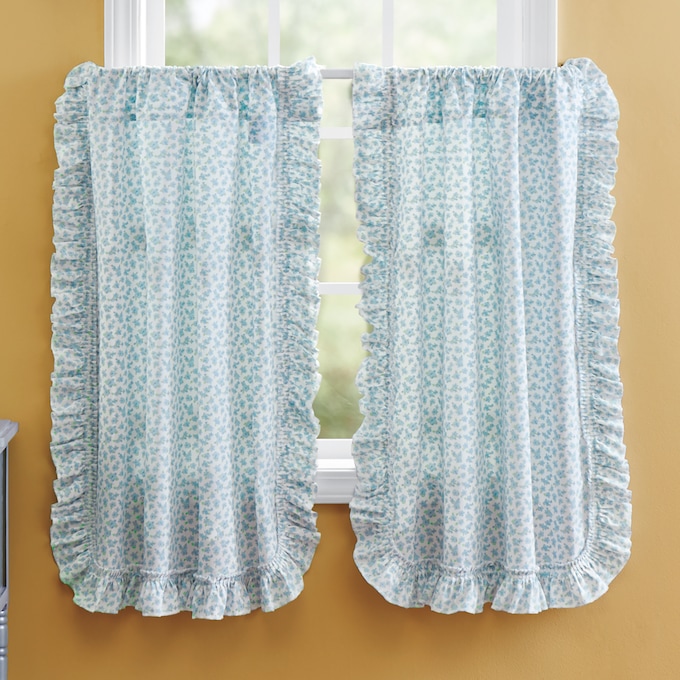 Mayfair Romantic Ruffled Semi-Sheer Cape Cod Tier Pair, , large