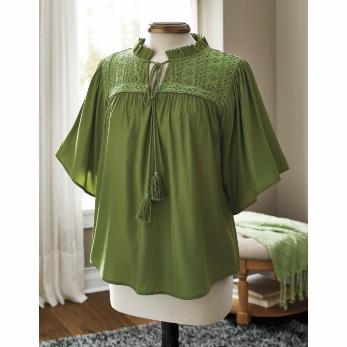 Evie Eyelet Woven Blouse, , large