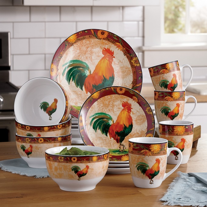 16 Piece Golden Rooster Dinnerware Set Country Door