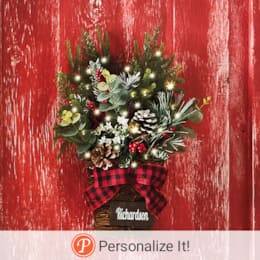 Lit Mixed Christmas Florals in Basket, , large