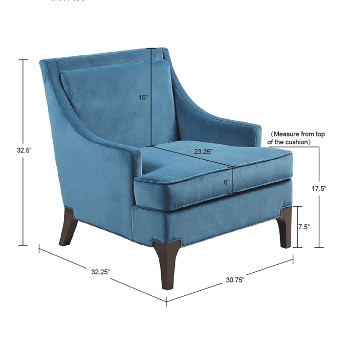 Martha Stewart Anna Arm Accent Chair, Blue, large