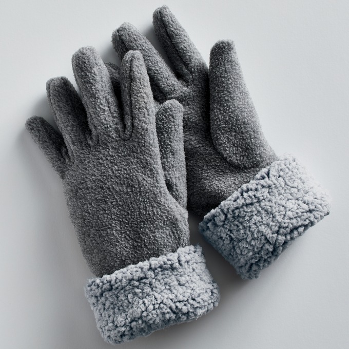 Simone Sherpa Cape and Gloves Set, Gray Heather, large
