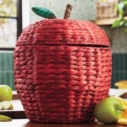 Figural Woven Apple Storage Basket, , large