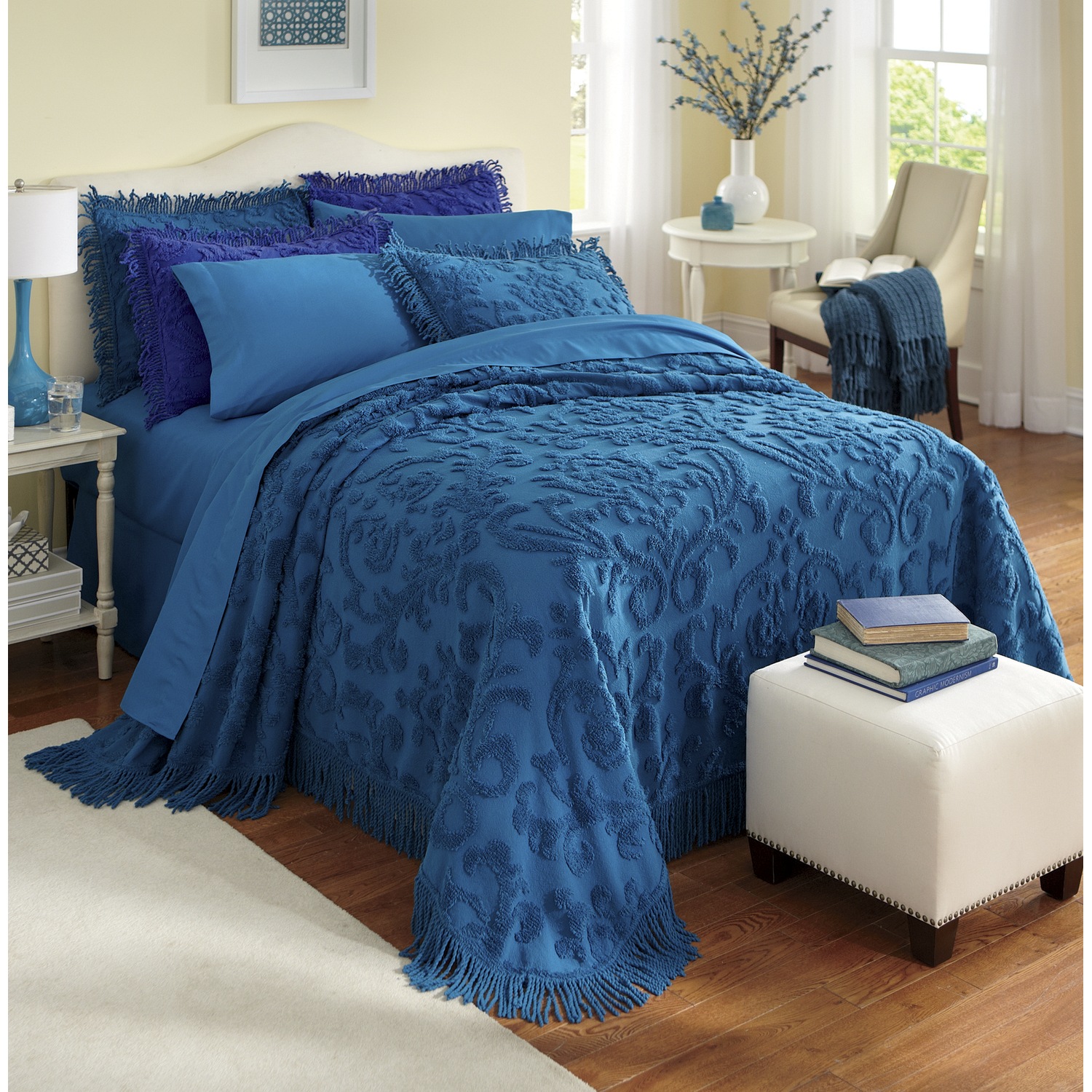 Damask Chenille Bedspread and Sham Country Door