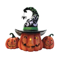 Jim Shore LED Lit Three Jack-O'-Lantern Hand-Painted Figurine, , large