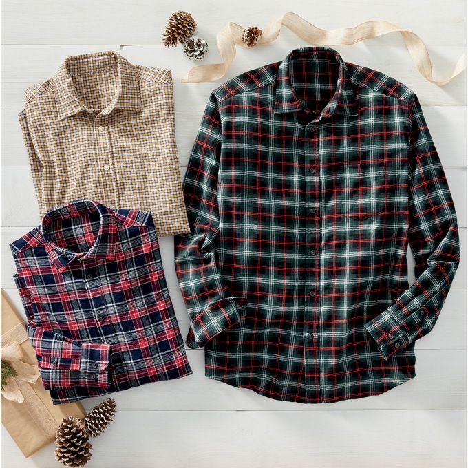 3-Pack Legendary Flannel Shirts, Navy Yellow Red, large
