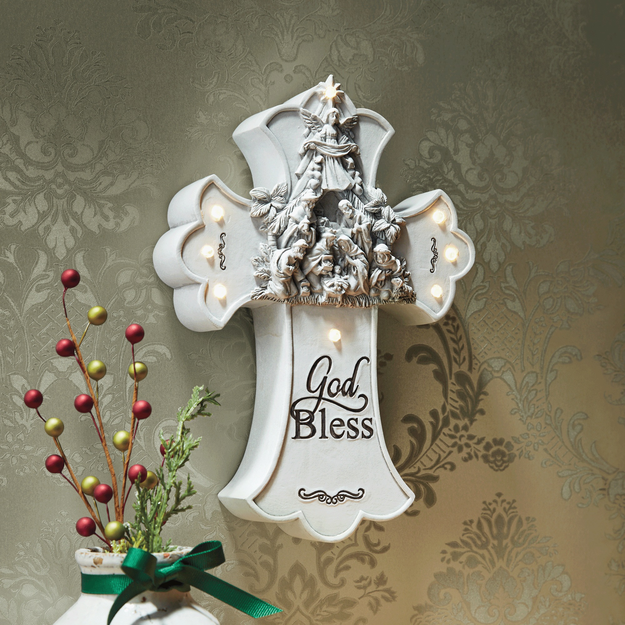 God Bless Family LED Cross, , large