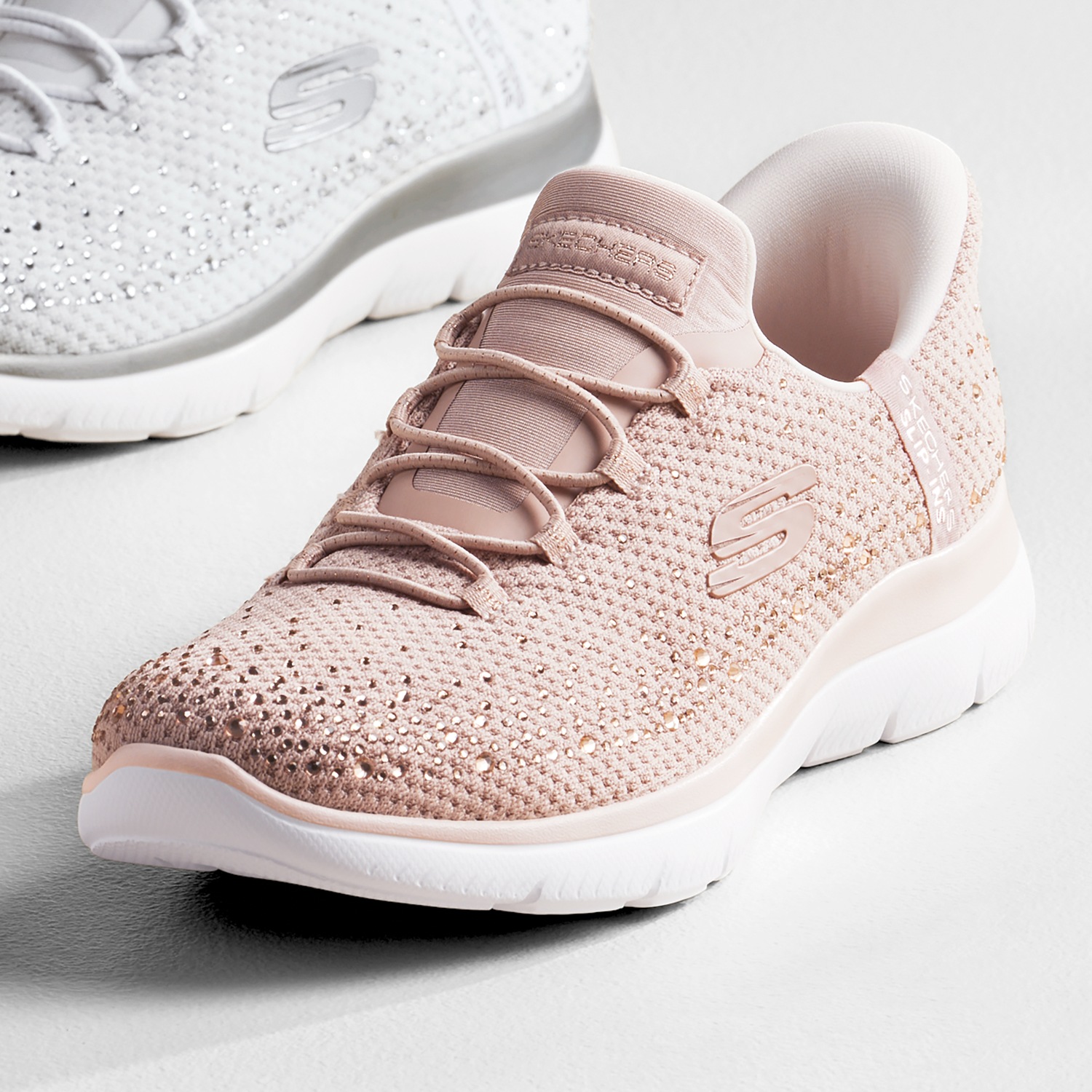 【未使用品】SKECHERS Slip-ins COOLED アイボリー25cm WOMEN SKECHERS AIR COOLED MEMORY FOAM WHITE SLIP ON SHOE