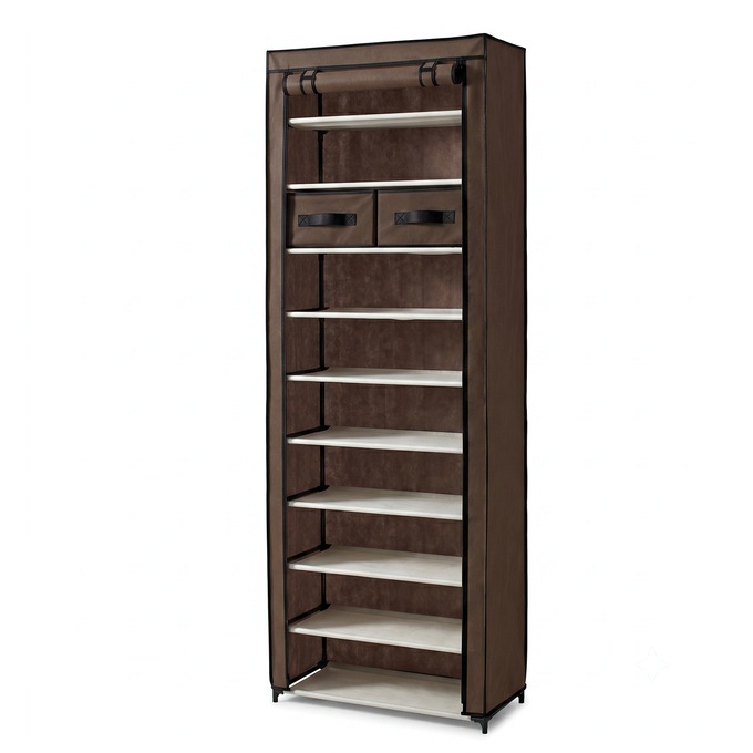 Tall 10-Layer Fabric Shoe Storage Organizer, , large