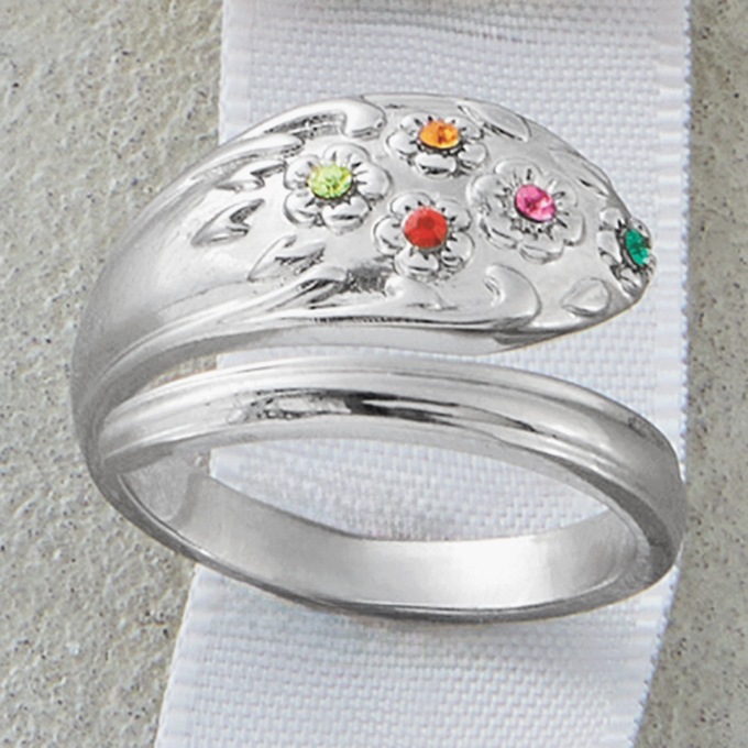 Birthstone Spoon Ring, , large
