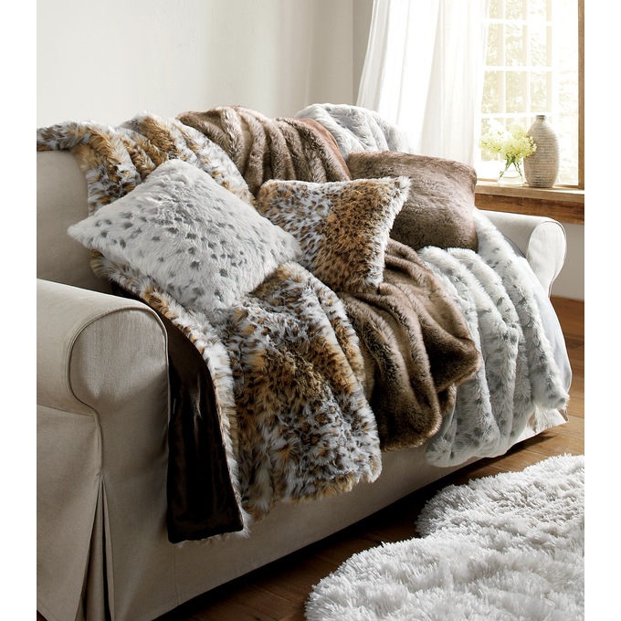 Grey fur throw pillows 2025