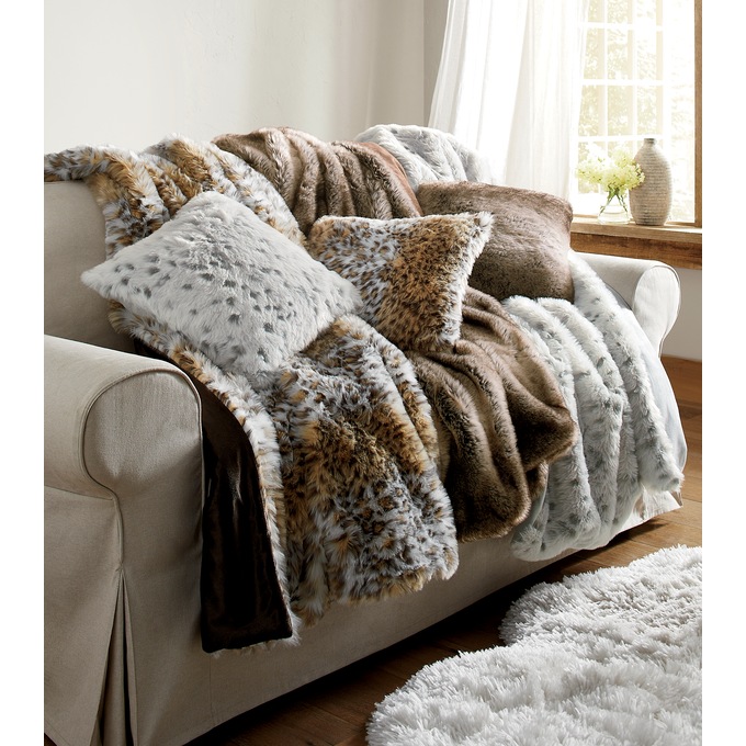 Faux Fur Throw and Pillow