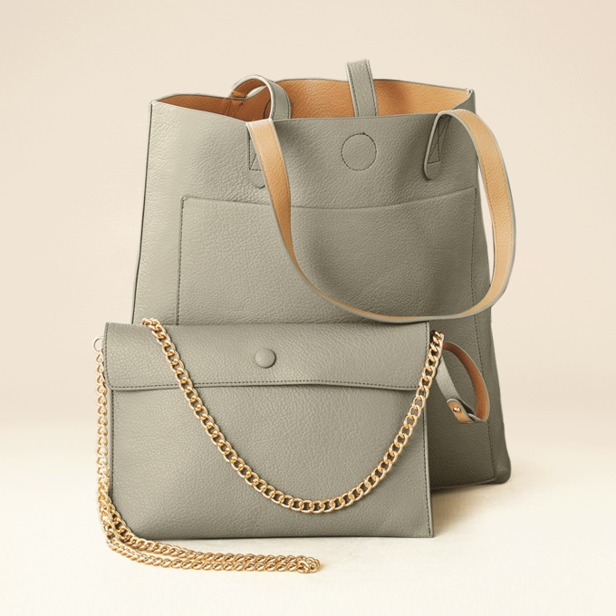 Personalized 2-Piece Reversible Tote Set, , large