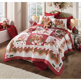 Gingerbread Oversized Quilt and Sham, , large