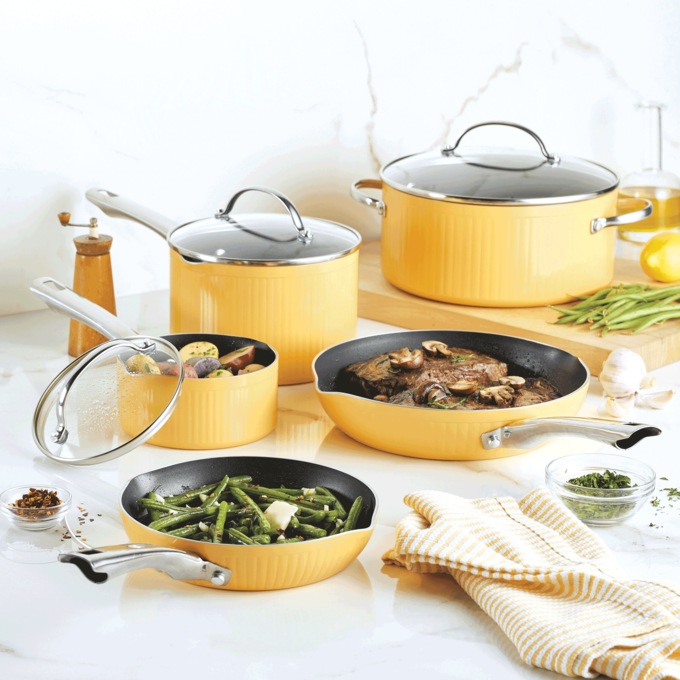 Farberware 10-Piece Cookware Set, Yellow, large