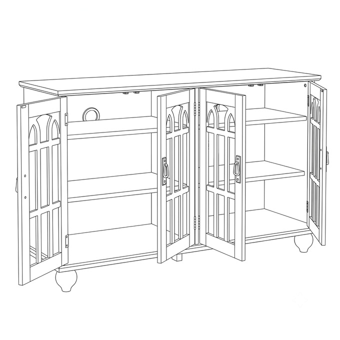 Arched Mission-Style TV Stand, , large