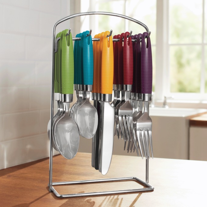 20-Piece Hanging Patterned Flatware Set, , large